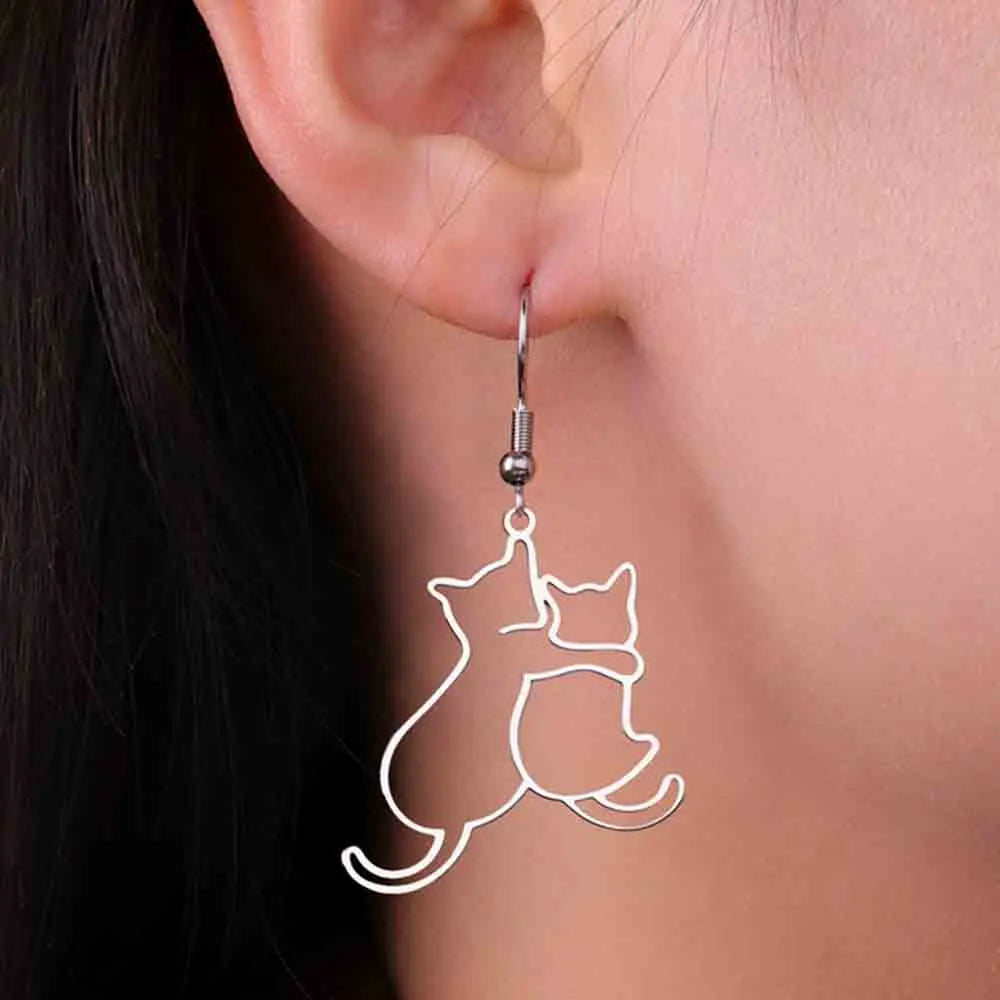 Hugging Puppy & Kitten Pendant Necklace for Pet Lovers