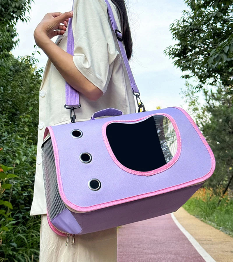 Portable Foldable Pet Carrier Bag for Small Dogs & Cats, Breathable Shoulder Travel Bag