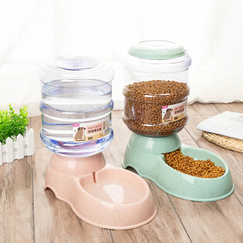 Large-Capacity Pet Feeder Bowl with Automatic Water Dispenser