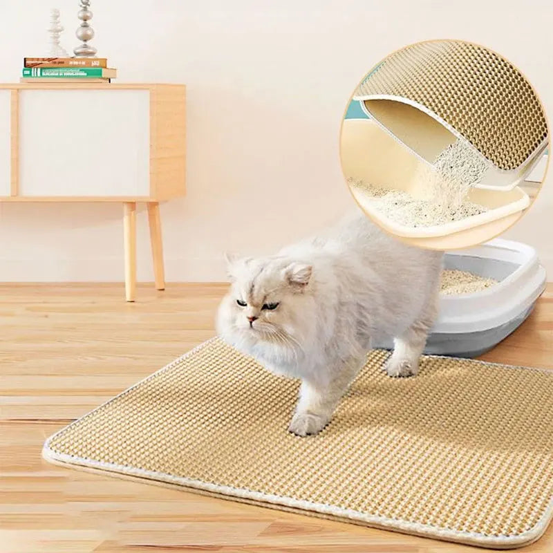 Waterproof Double-Layer Cat Litter Mat – Non-Slip, Easy-Clean Litter Trapping Pad for Cats