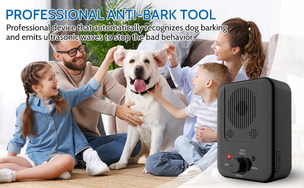 Rechargeable Ultrasonic Anti-Barking Device with 3 Modes for Indoor & Outdoor Use