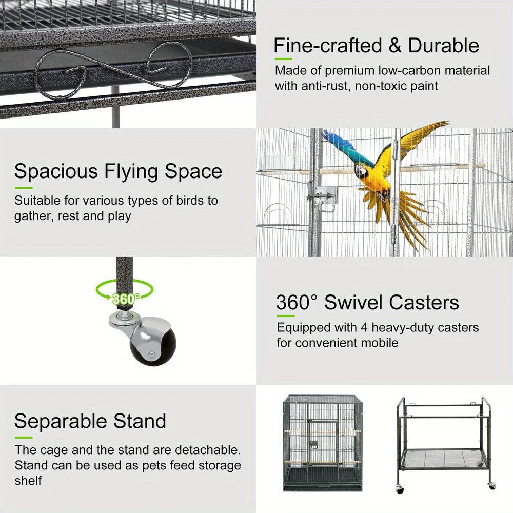 Large Parrot Cage with Rolling Stand