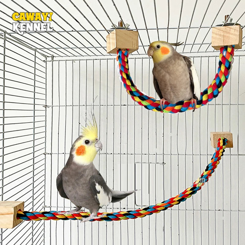 Colorful Cotton Rope Climbing & Swing Toy for Parrots — Sturdy Cage Bite & Play Accessory
