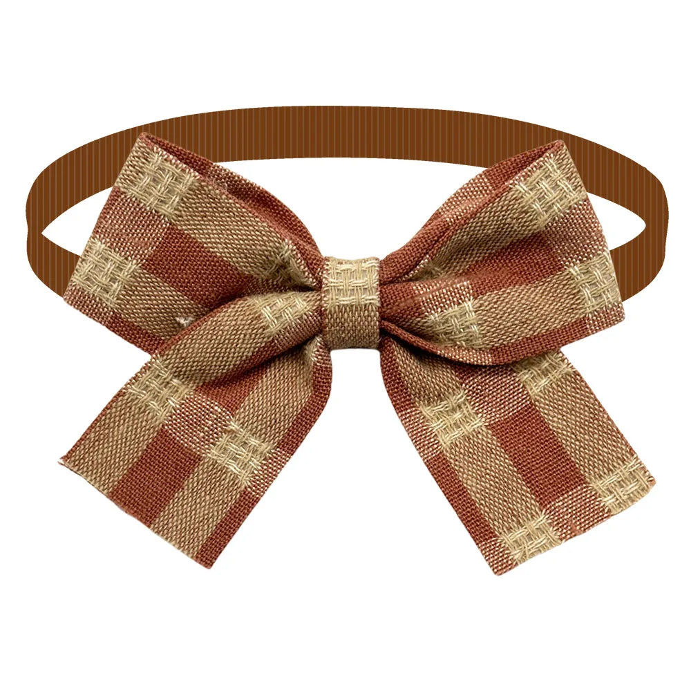 50/100pcs Adjustable Plaid Bow Ties for Small Dogs & Cats