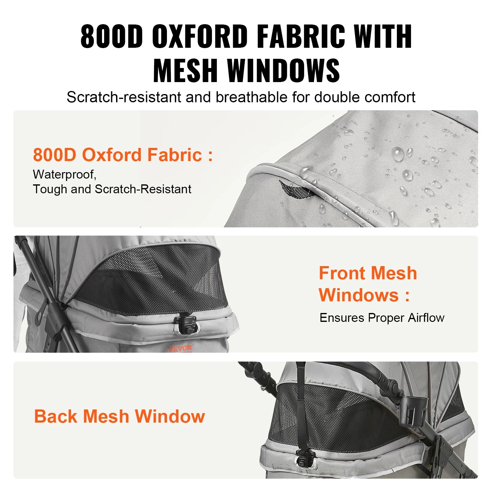 VEVOR Lightweight Pet Stroller, Foldable Carrier for Dogs & Cats with Brakes and Cup Holder