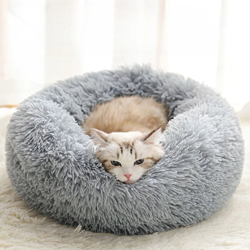 Plush Round Pet Nest Bed for Cats and Small Dogs