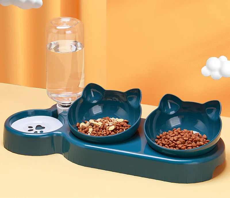 3-in-1 Automatic Cat & Small Dog Feeder – Double Bowl Water & Food Dispenser