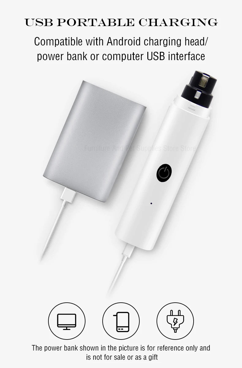 Rechargeable Electric Pet Nail Grinder with LED Light, Quiet Nail Clippers for Dogs & Cats