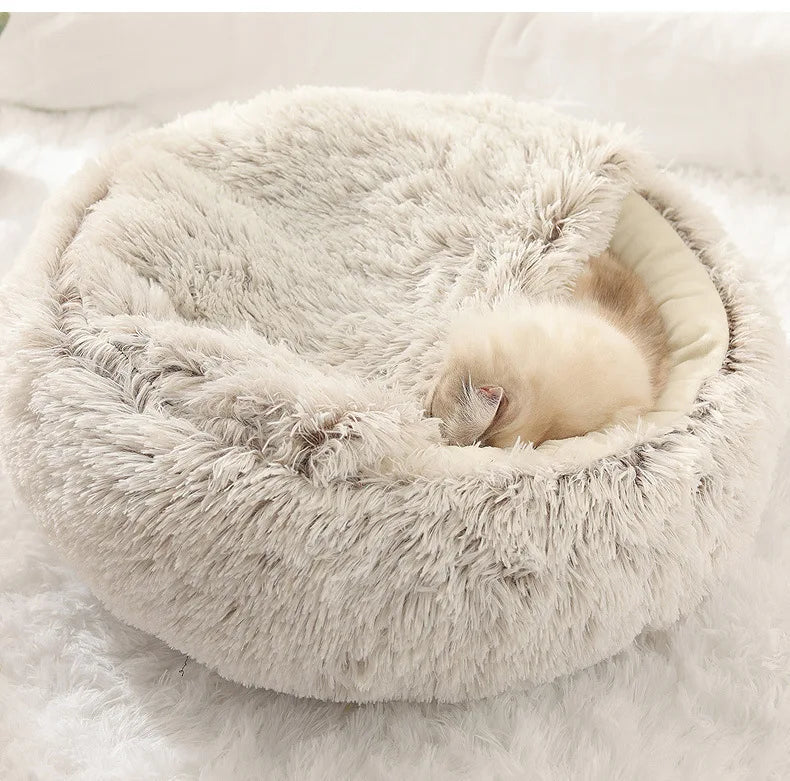 Soft Plush Semi-Enclosed Pet Bed
