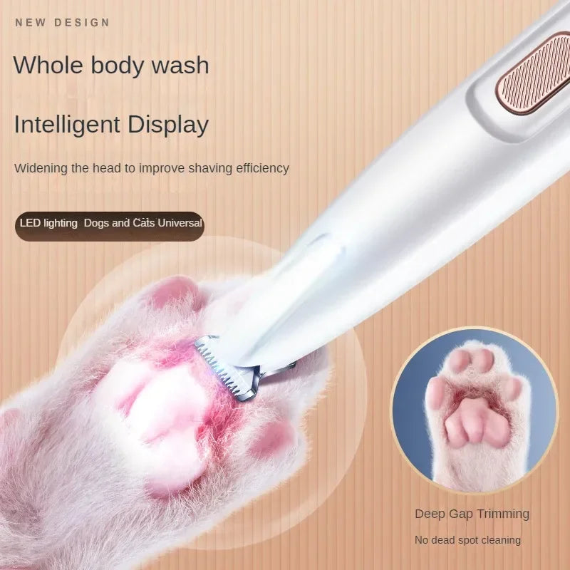 LED Dog Paw Trimmer — Waterproof Pet Hair Clipper with 18mm Blade & LED Display