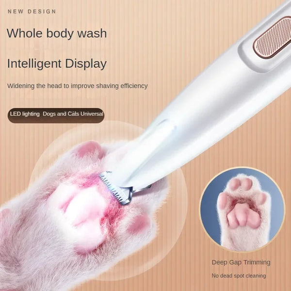 LED Dog Paw Trimmer — Waterproof Pet Hair Clipper with 18mm Blade & LED Display