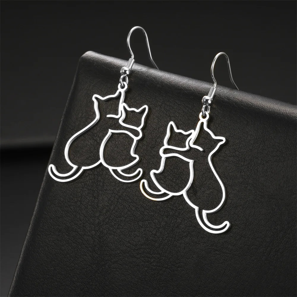Hugging Puppy & Kitten Pendant Necklace for Pet Lovers
