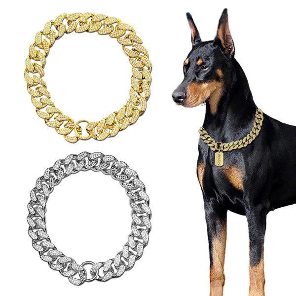 Diamond Inlay Dog Collar Chain –  Small, Medium & Large Dogs and Cats