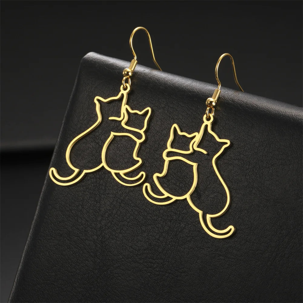Hugging Puppy & Kitten Pendant Necklace for Pet Lovers