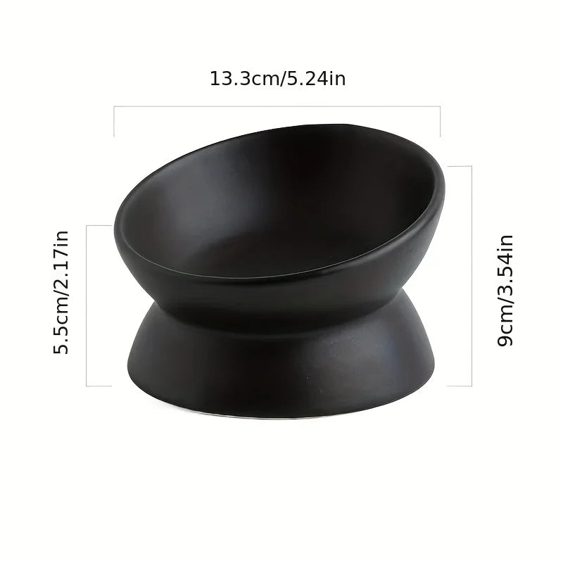Ceramic Raised Cat Bowl Set — Elevated Stress-Free Feeding Tray for Cats & Small Dogs