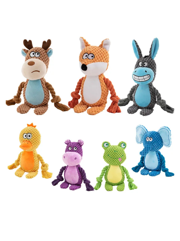 Indestructible Plush Squeaky Dog Toy, Stuffed Small Joint Chew Toy for Puppies & Dogs