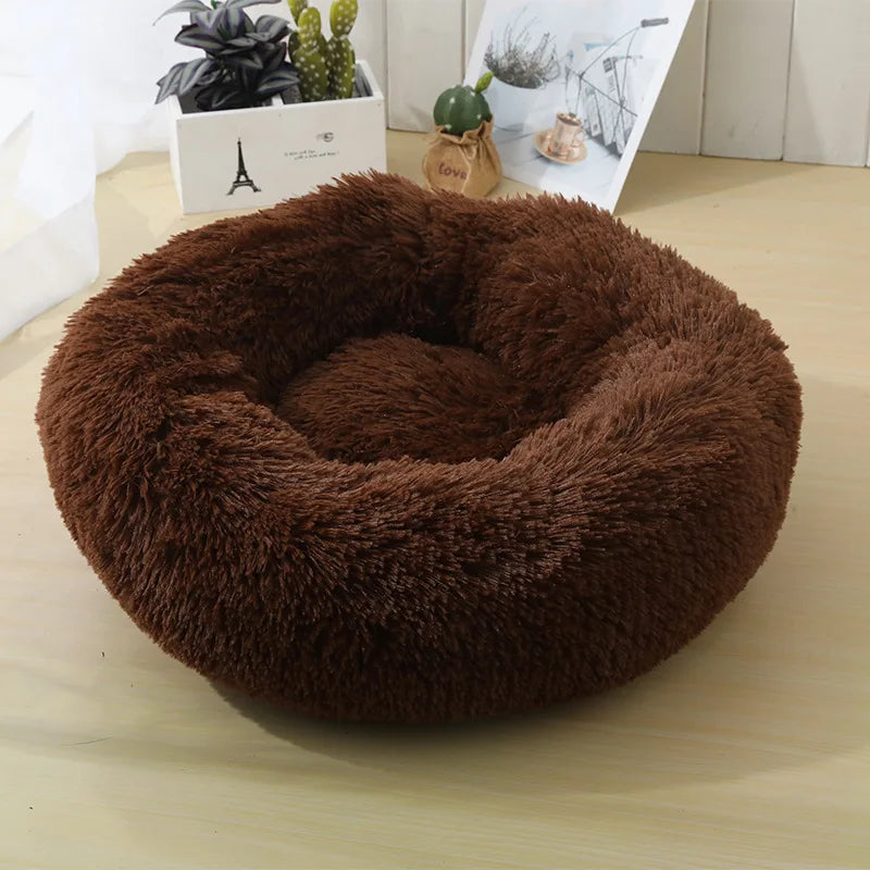 Plush Round Pet Nest Bed for Cats and Small Dogs