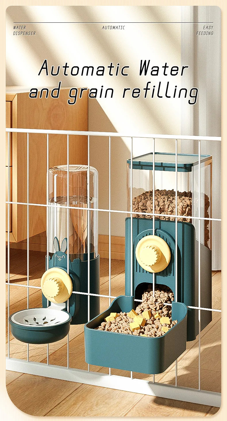 Automatic Hanging Pet Feeder with Water Bottle & Food Dispenser