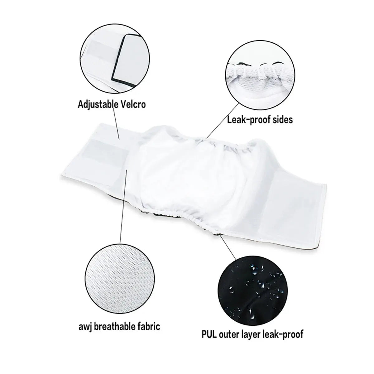 Washable Belly Band for Male Dogs – High-Absorbency, Reusable Dog Diaper Wrap