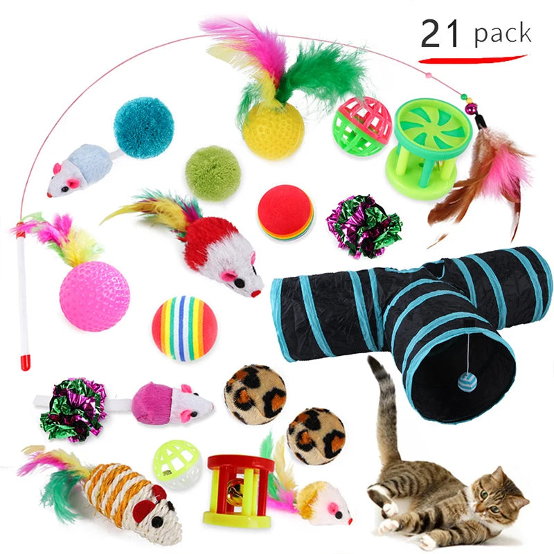 Cat Toy Variety Set with Teaser Sticks, Mice & Balls