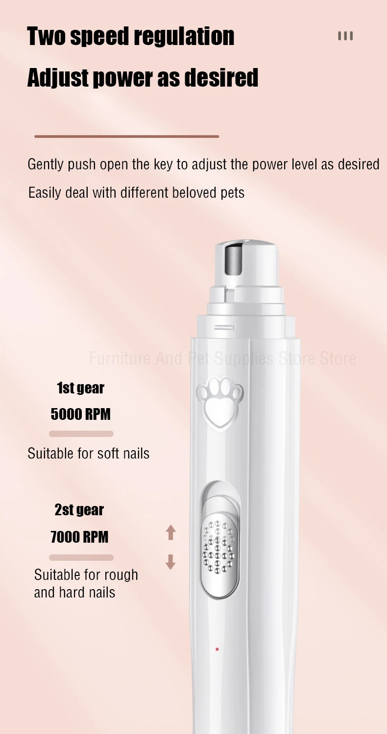 USB Rechargeable Pet Nail Clipper with Polisher Wheel