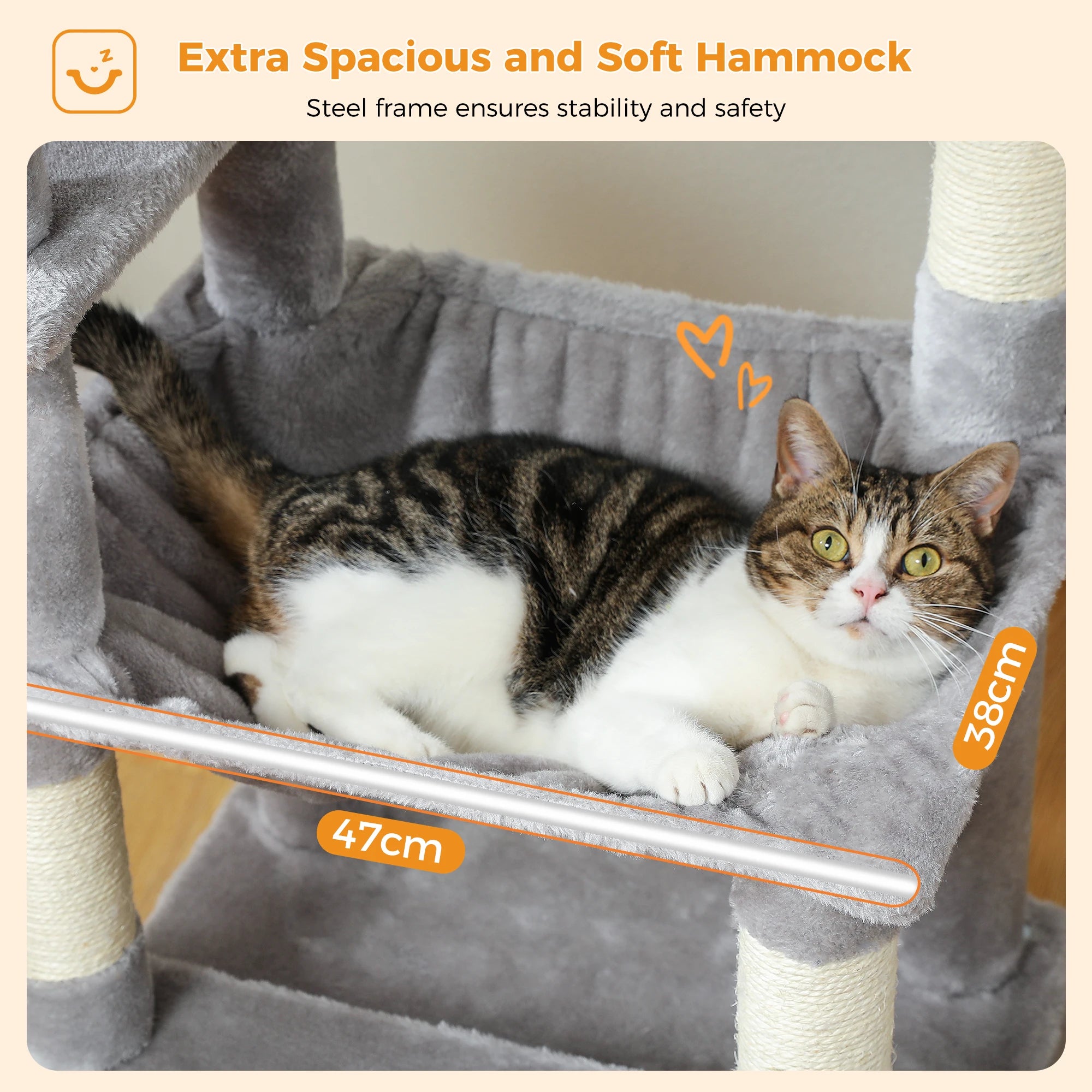 184cm Large Cat Tree Tower with Hammock, Scratching Posts & Condos