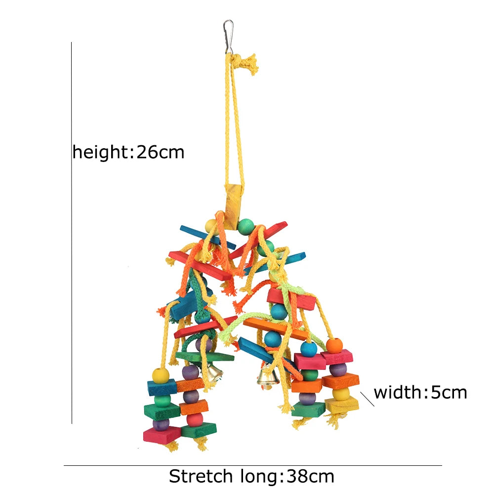 Wood & Cotton Rope Parrot Toy