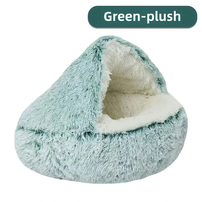 Soft Plush Semi-Enclosed Pet Bed