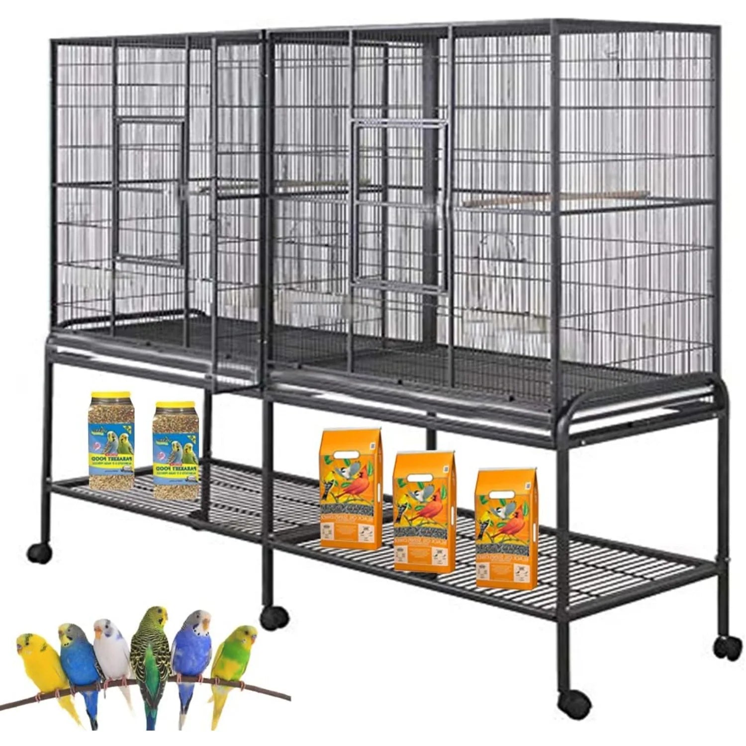 Large Double Parrot Flight Cage with Removable Center Divider