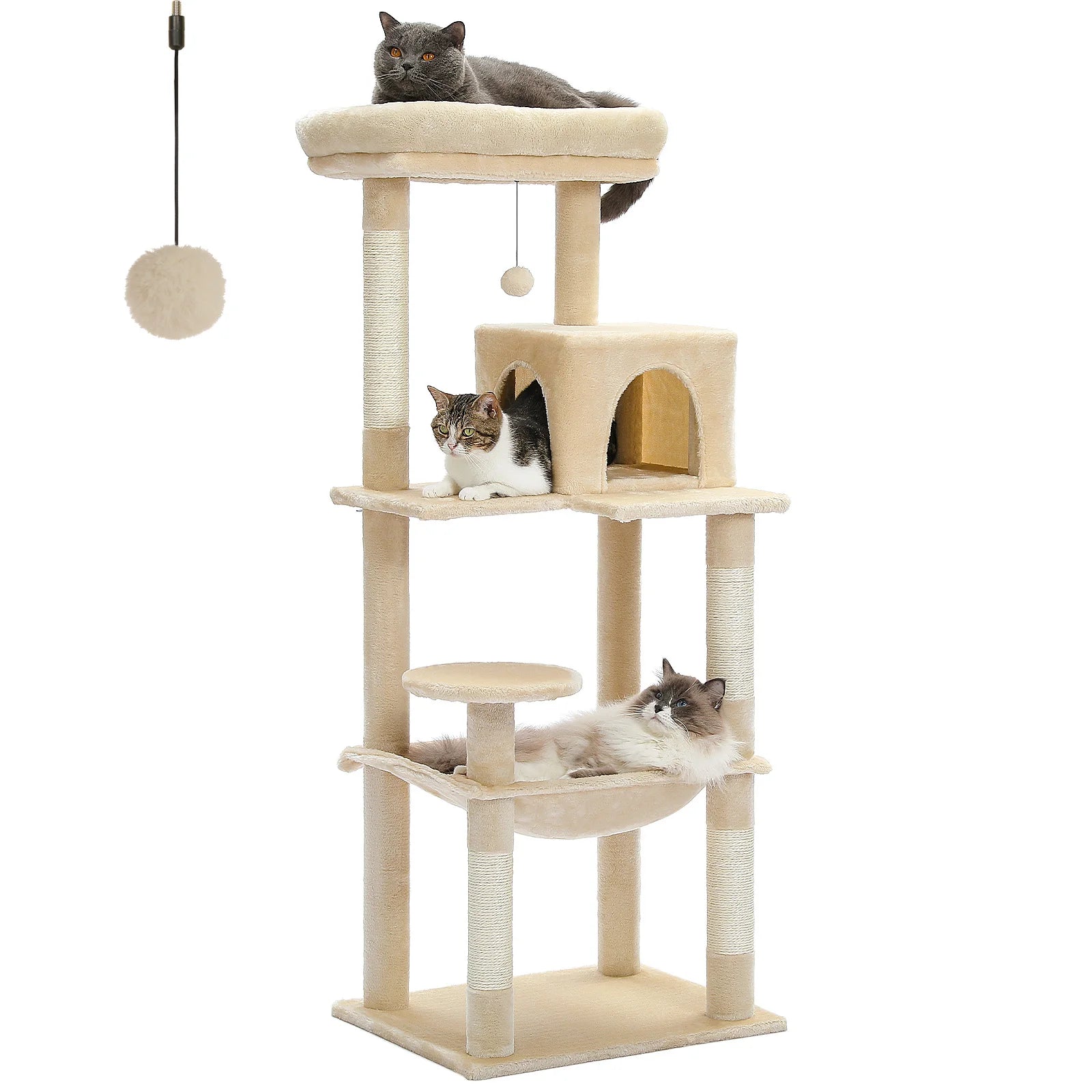 5-Level Cat Tree Tower for Large Cats with Hammock, Condo & Scratching Posts