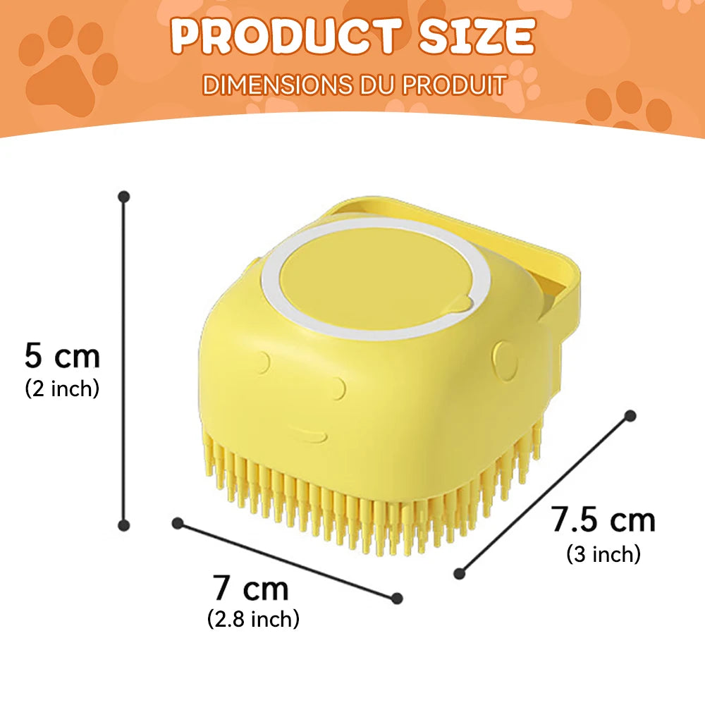 Dog & Cat Bath Brush — Silicone Grooming Tool with Shampoo Dispenser