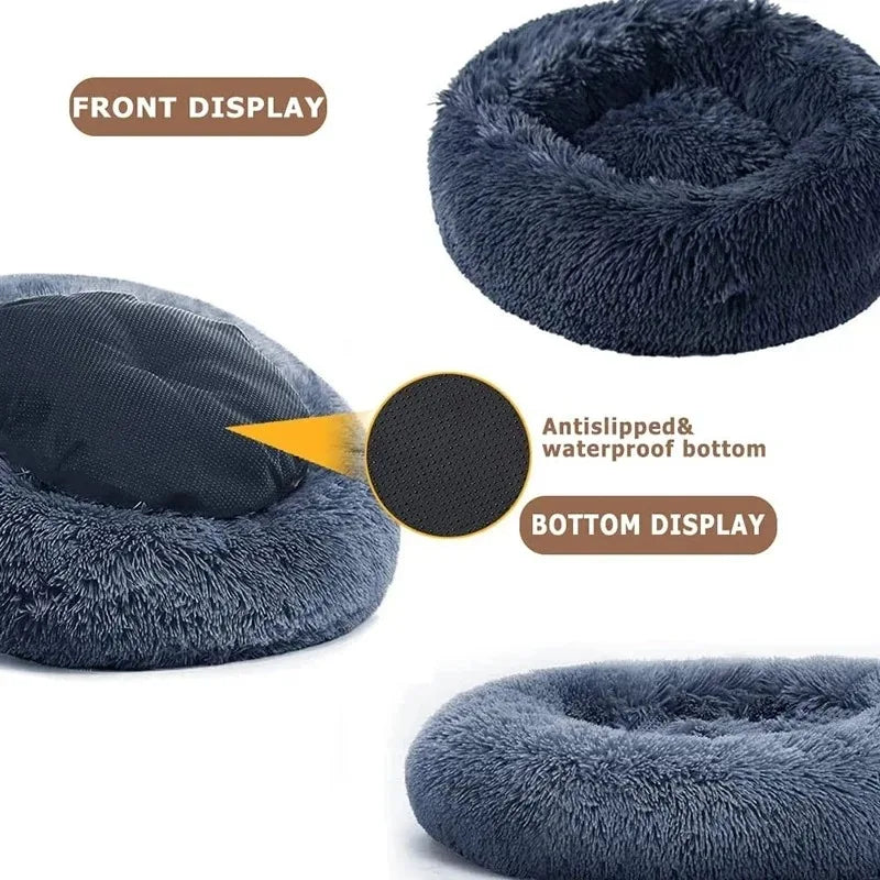 Winter Plush Round Dog & Cat Bed