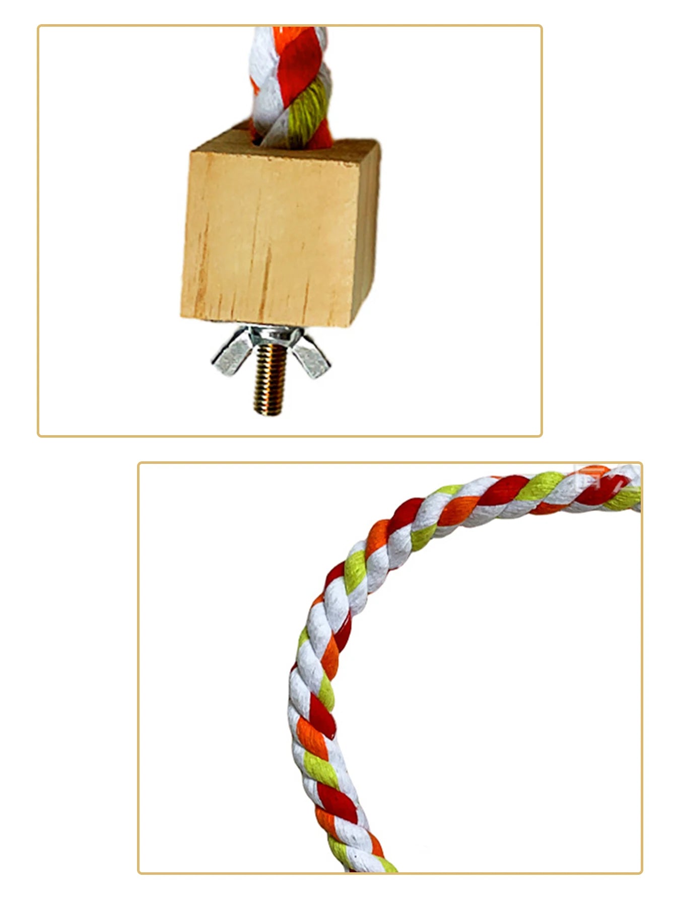 Colorful Cotton Rope Climbing & Swing Toy for Parrots — Sturdy Cage Bite & Play Accessory