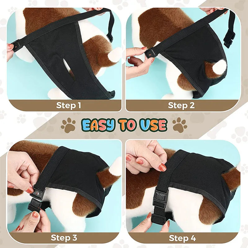 Female Dog Washable Diaper Pants with 8 Sanitary Pads, Anti-Harass Physiological Nappies