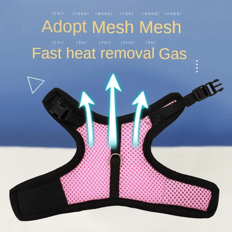 Multi-Color Breathable Vest & Adjustable Harness with Leash for Small Pets
