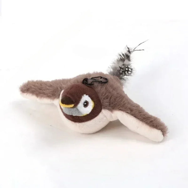USB Rechargeable Catnip Plush Bird Toy, Touch-Activated Squeaky Toy for Cats & Dogs