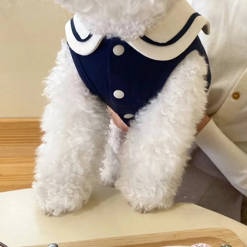 Striped Polo Shirt for Small & Medium Dogs, Puppy T-Shirt Vest