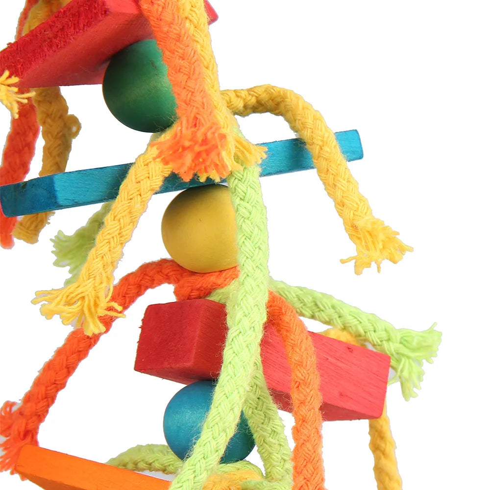 Wood & Cotton Rope Parrot Toy