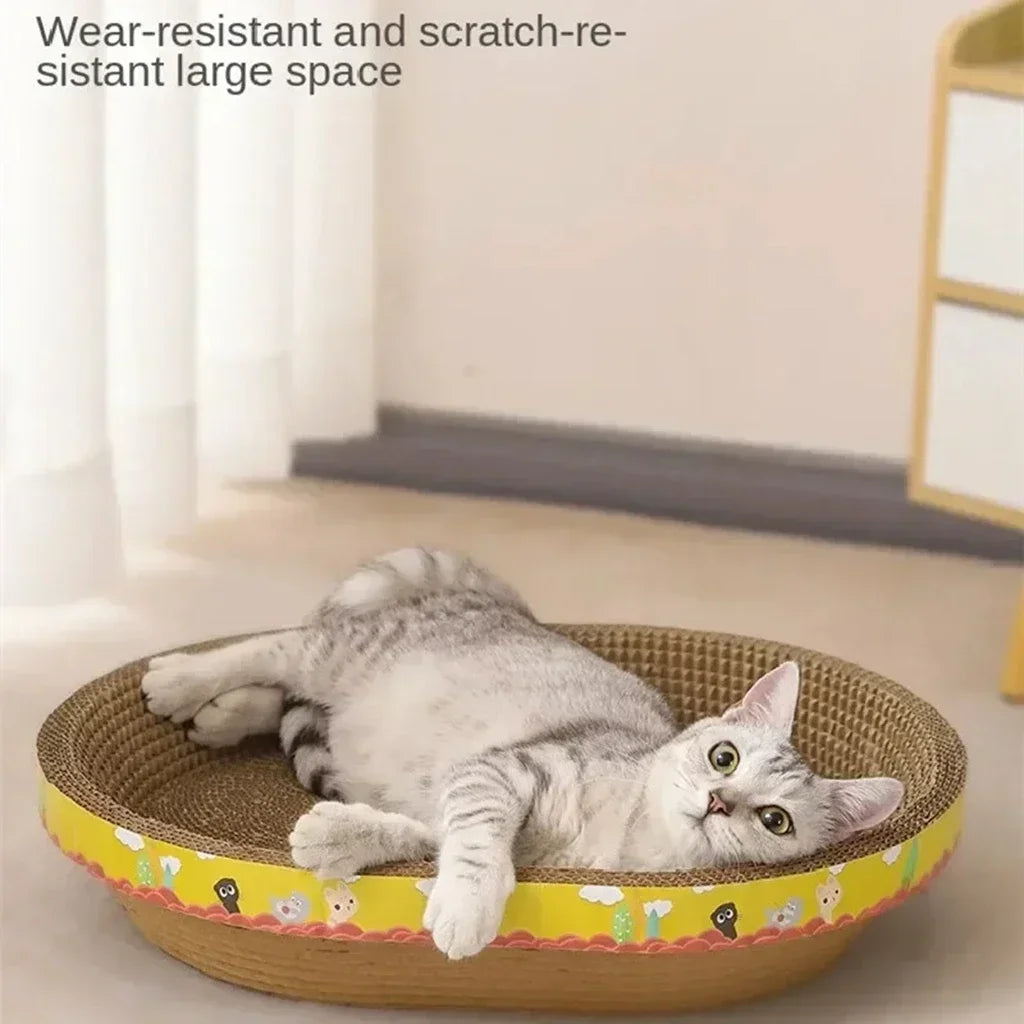 Oval Cat Scratching Board – Corrugated Paper Claw Toy & Furniture Protector