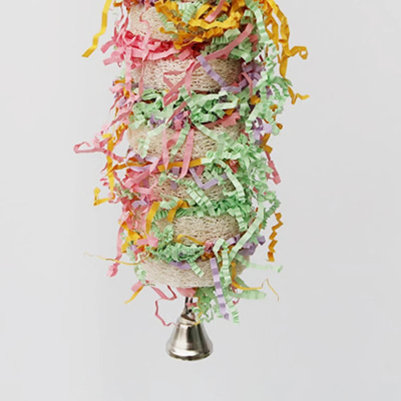 Parrot Cage Loofah Swing with Bell for Cockatiels & Parakeets