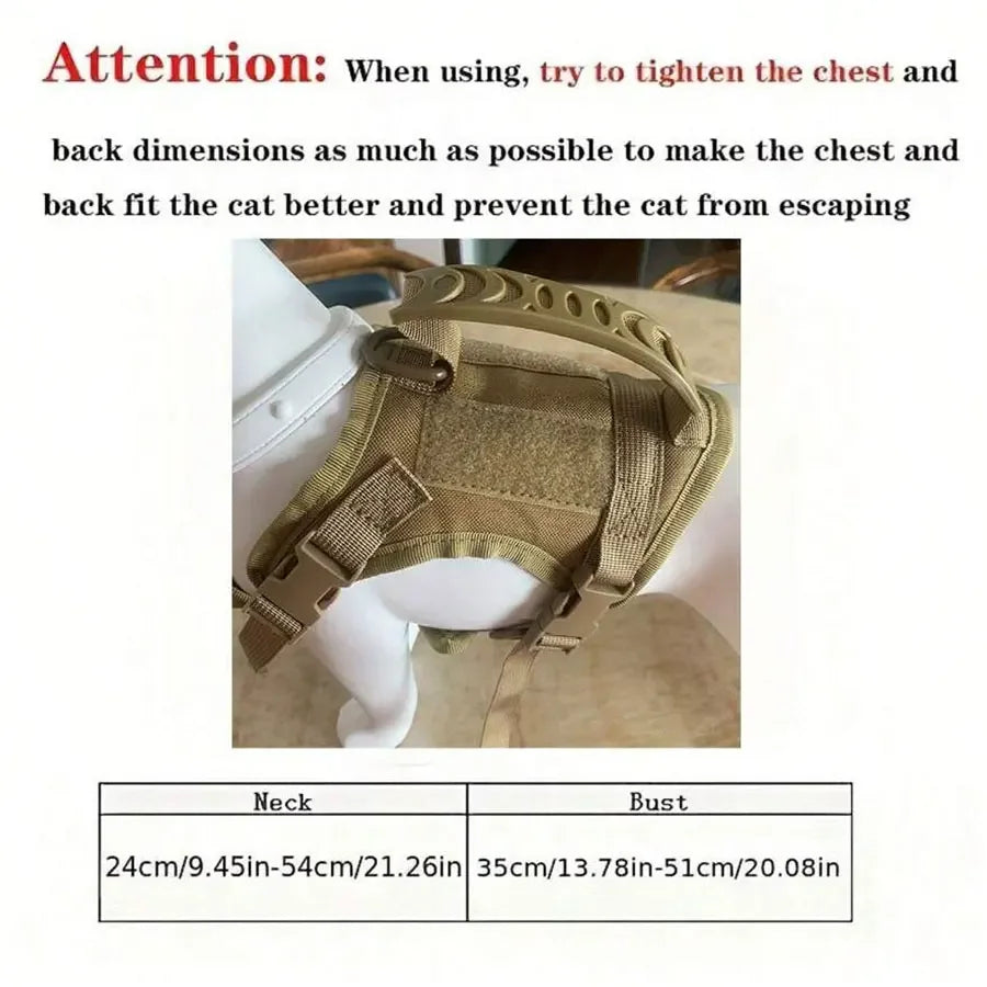 Waterproof Adjustable Outdoor Cat Vest with Chest Strap