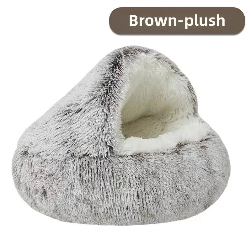 Soft Plush Semi-Enclosed Pet Bed