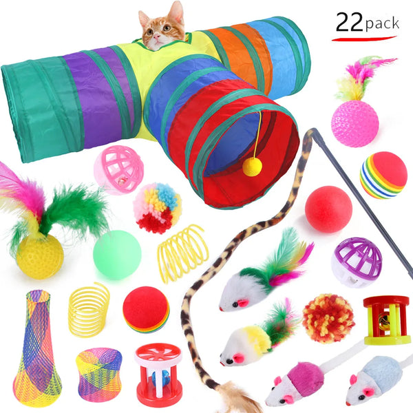 Cat Toy Variety Set with Teaser Sticks, Mice & Balls