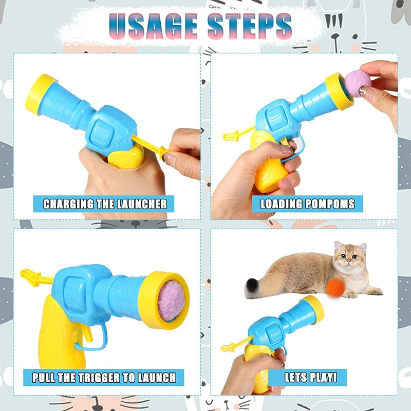 Interactive Cat Toy Launcher – Mini Shooting Game with Plush Balls for Kittens & Pets