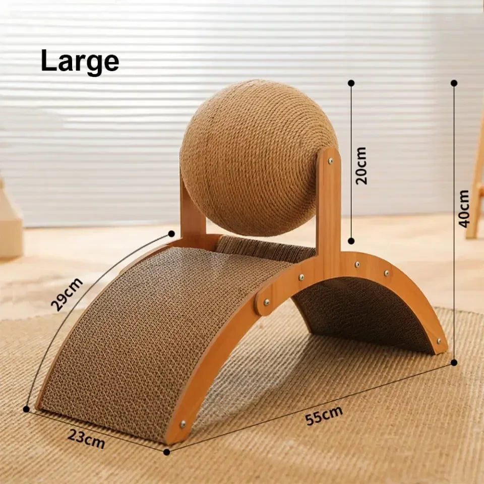 Wooden Cat Scratcher with Sisal Ball & Board