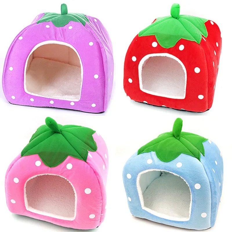 Strawberry Hamster House & Small Pet Hideout Bed