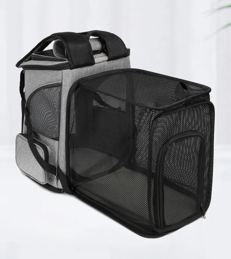 Breathable Foldable Pet Carrier Backpack, Expandable Travel Bag for Cats & Small Dogs