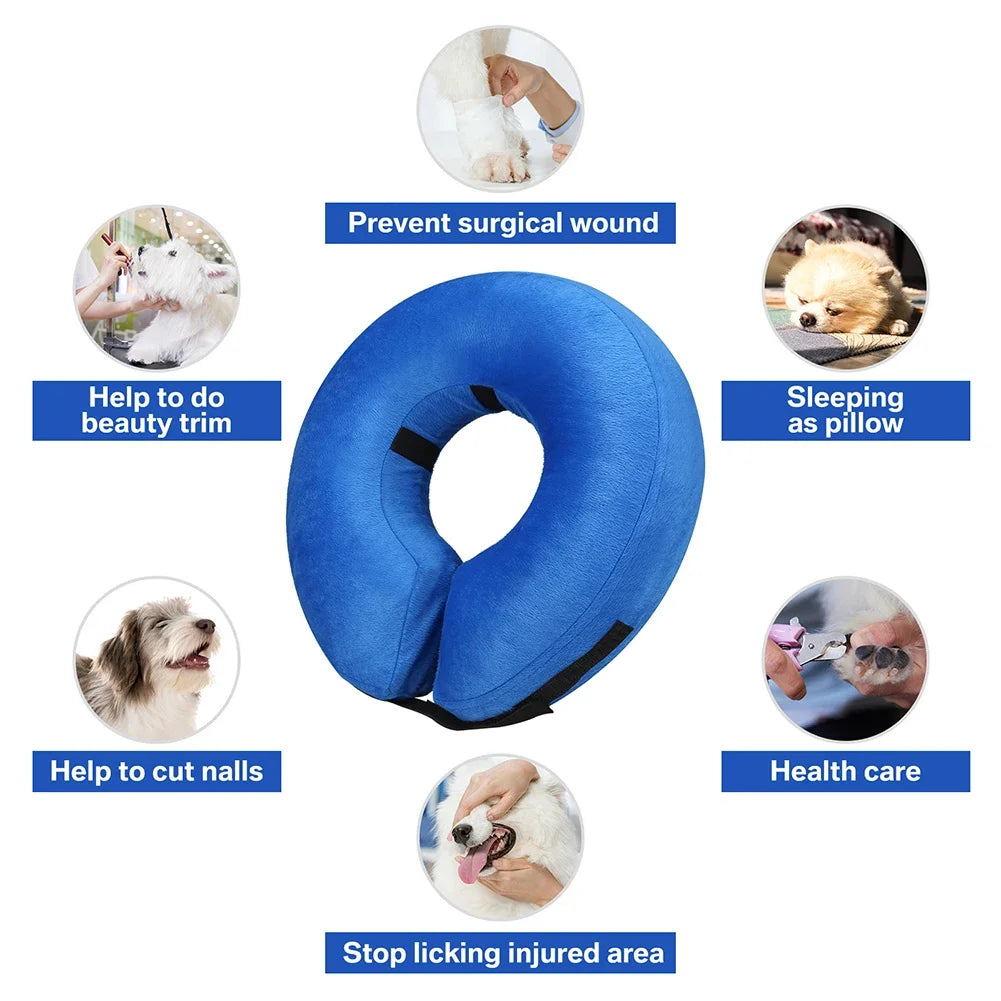 Protective Inflatable Dog Recovery Collar – Soft Pet Cone for Dogs and Cats