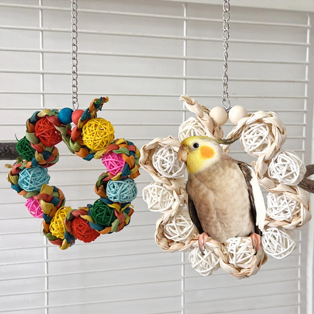 Rattan Ball Bird Swing Toy