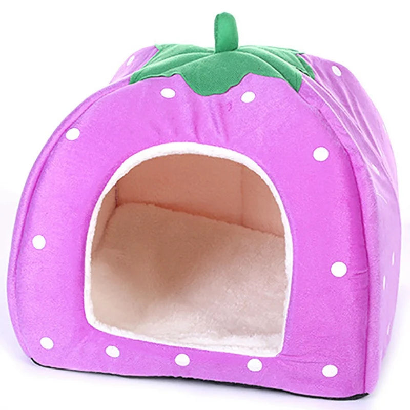 Strawberry Hamster House & Small Pet Hideout Bed